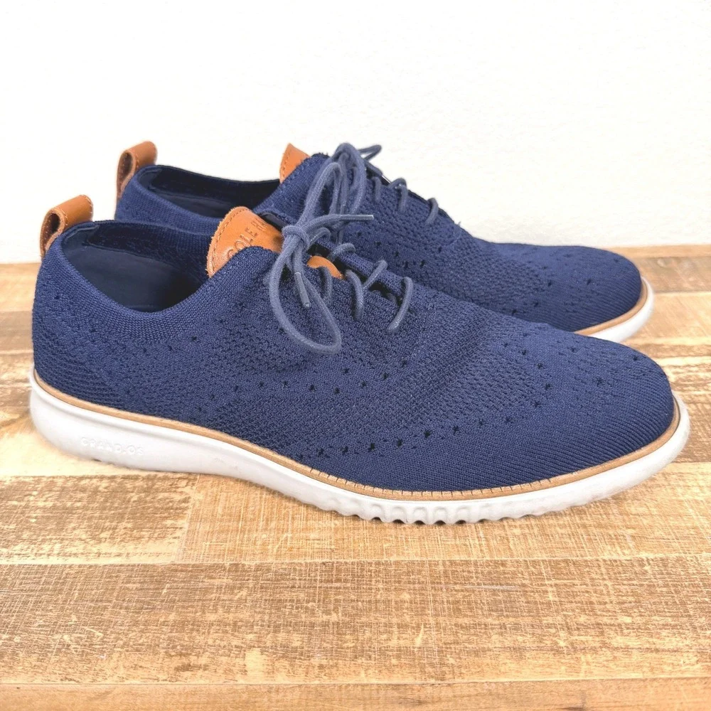 Cole Haan Zerogrand Stitchlite Oxford Shoes Mens 10M Navy Blue Wingtip C27569